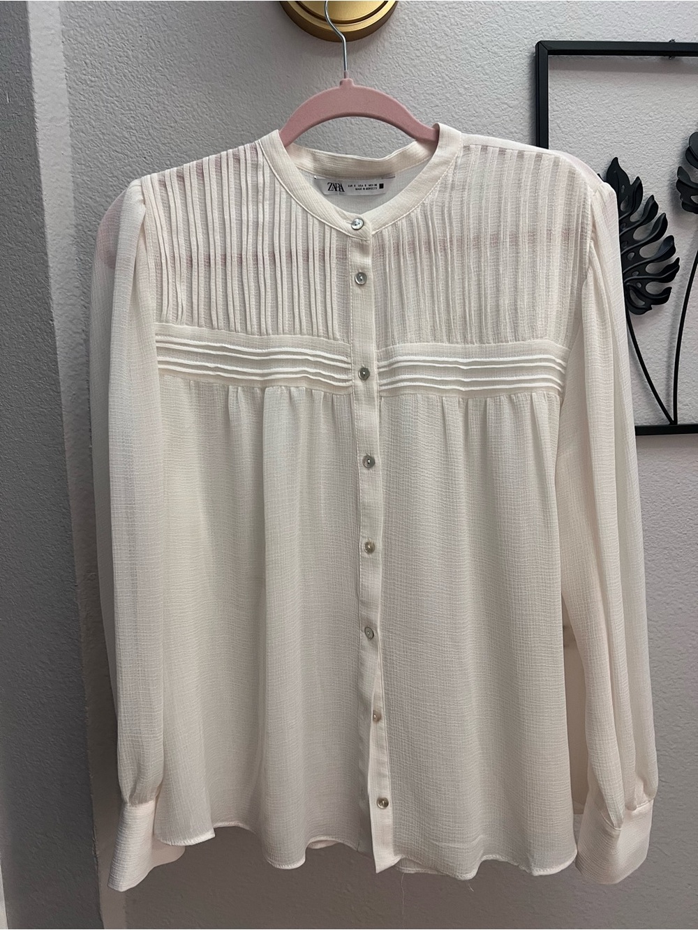 || ZARA || PLEATED POPELIN BLOUSE ||